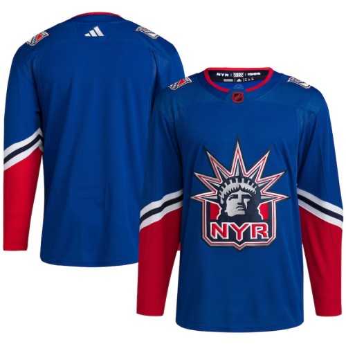 Men%27s New York Rangers Blank Blue 2022-23 Reverse Retro Stitched Jersey